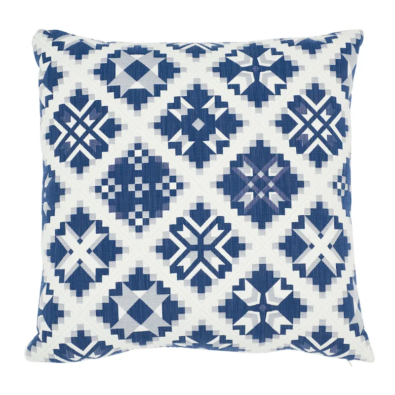 Schumacher Tristan Patchwork Pillow in Indigo (SO7676005)