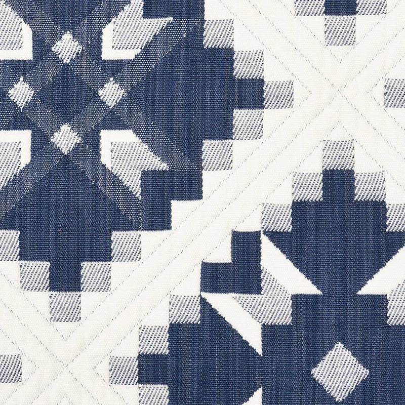Schumacher Tristan Patchwork Pillow in Indigo (SO7676005)