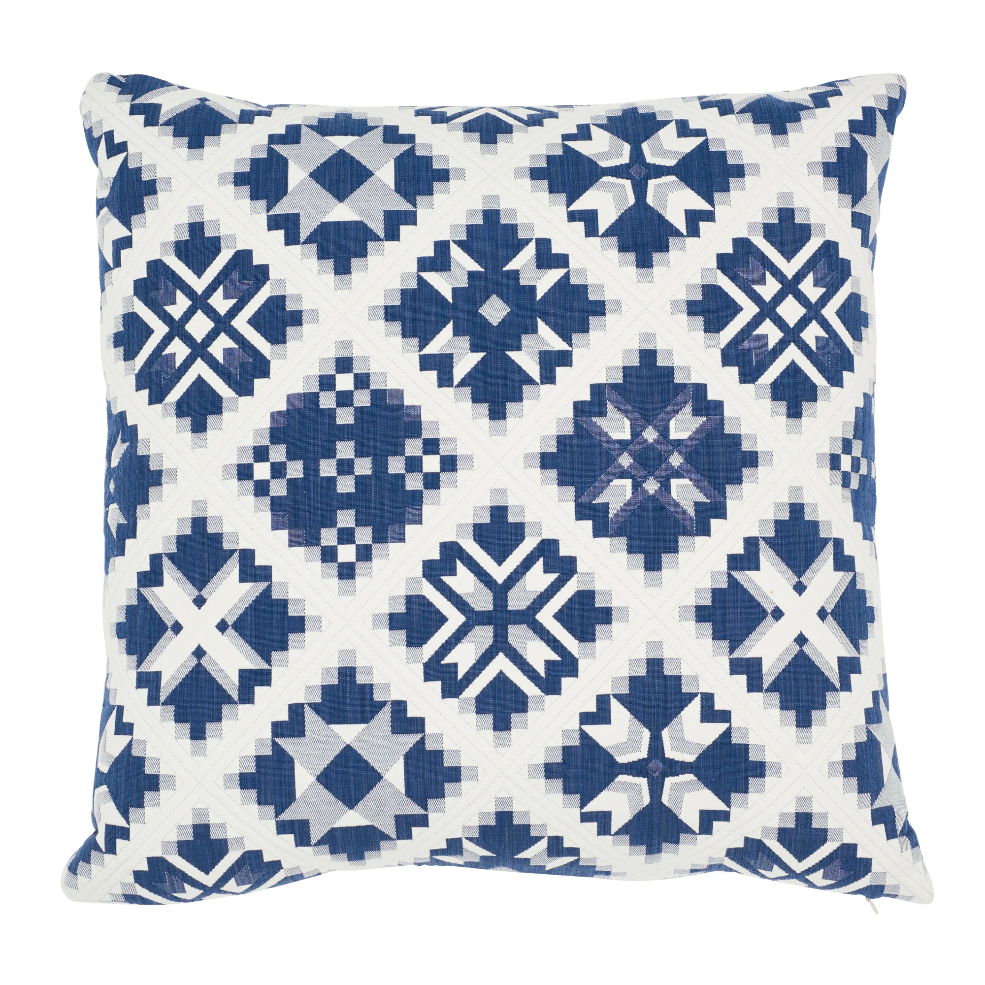 Schumacher Tristan Patchwork Pillow in Indigo (SO7676006)