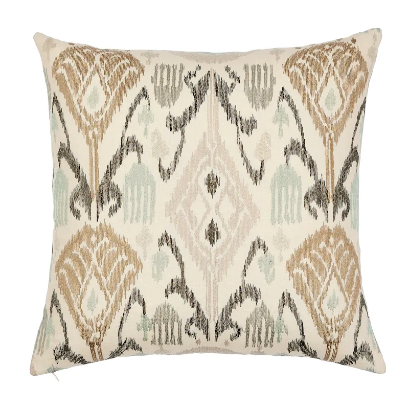 Schumacher Turkestan Embroidery Pillow in Moonstone (SO6787005)