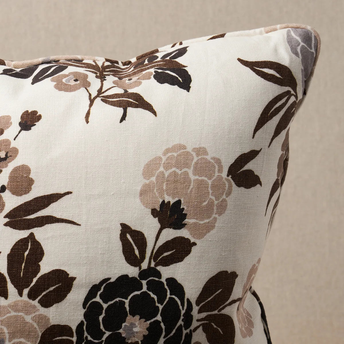 Schumacher Valentina Floral Pillow in Brown (SO18002105)