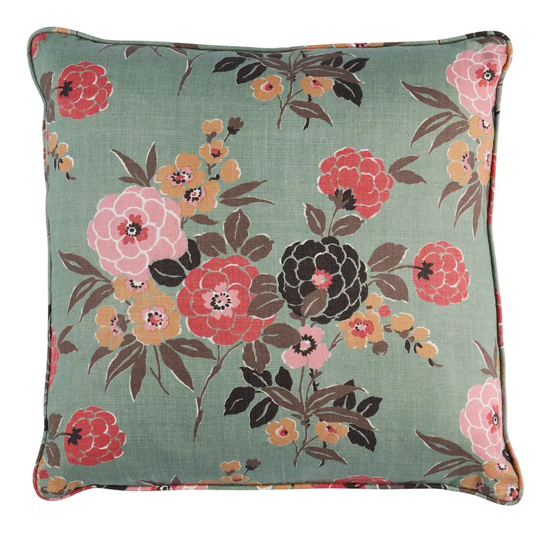 Schumacher Valentina Floral Pillow in Green (SO18002305)