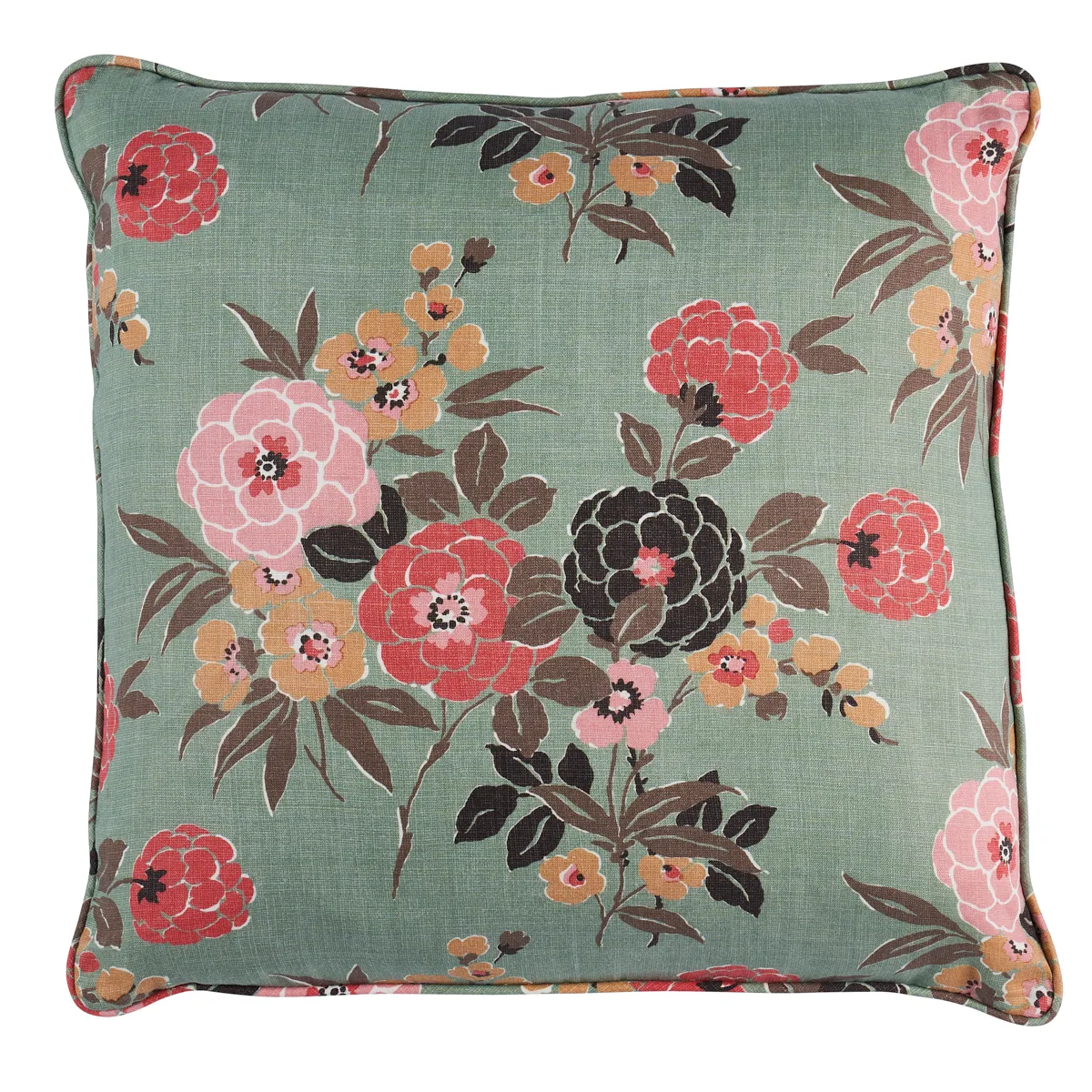 Schumacher Valentina Floral Pillow in Green (SO18002305)