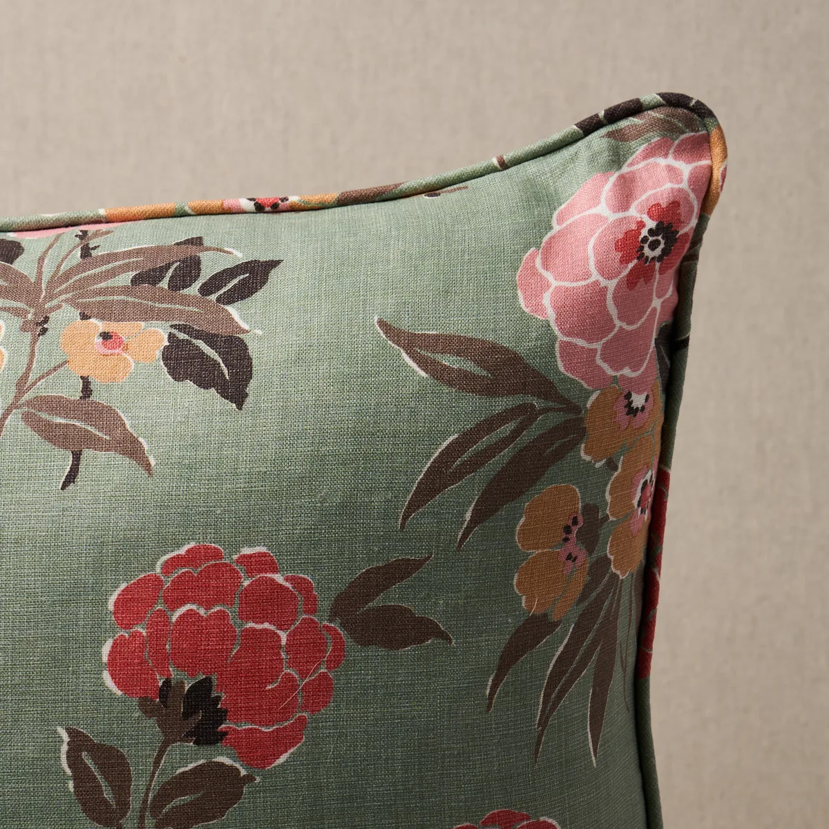 Schumacher Valentina Floral Pillow in Green (SO18002305)