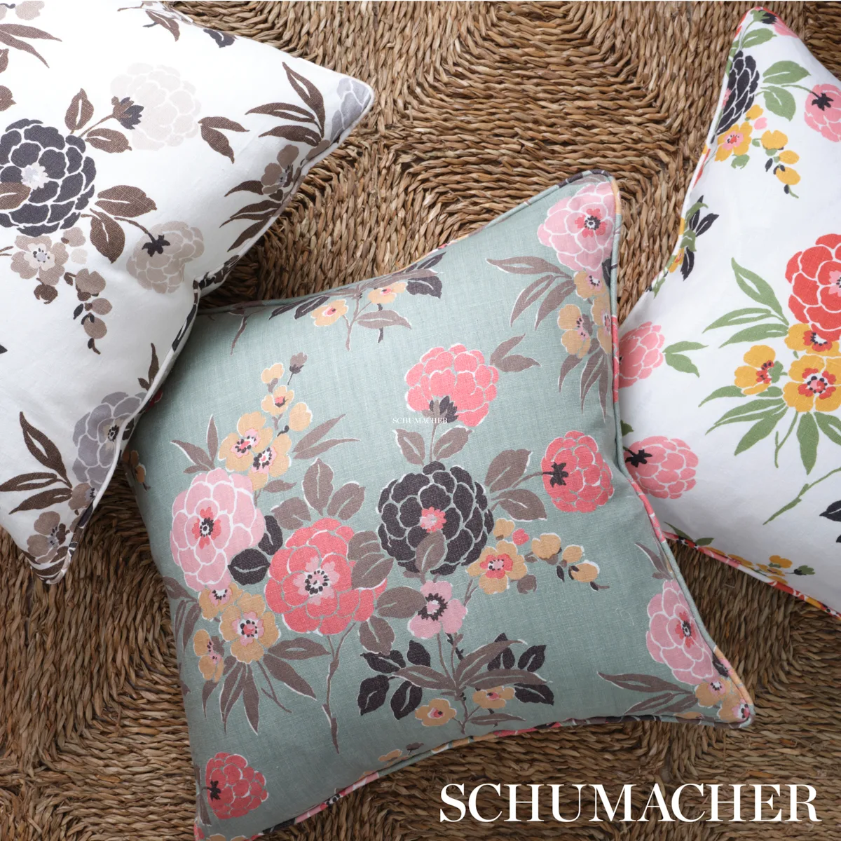 SO18002205 | Valentina Floral Pillow - Multicolor Schumacher Valentina Floral Pillow in Multicolor (SO18002205)