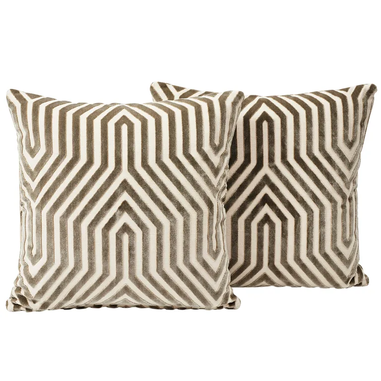 Schumacher Vanderbilt Velvet Pillow in Dove