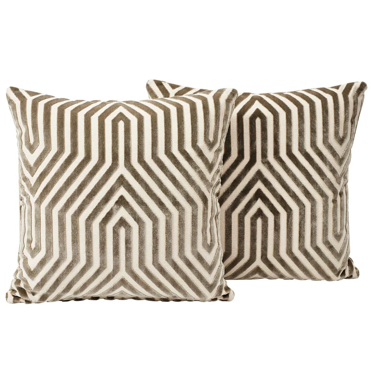 Schumacher Vanderbilt Velvet Pillow in Dove