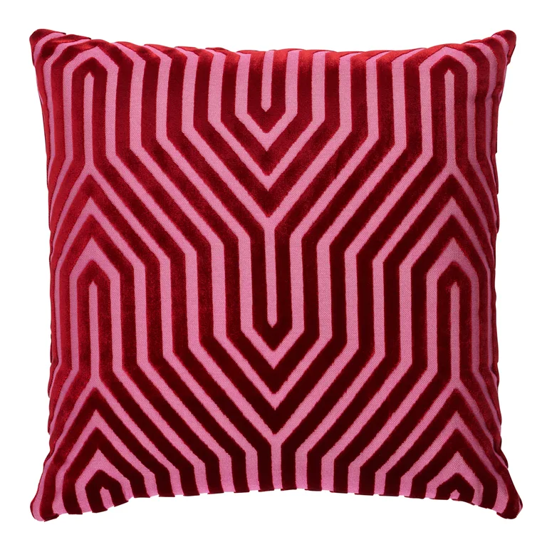 Schumacher Vanderbilt Velvet Pillow in Fuchsia