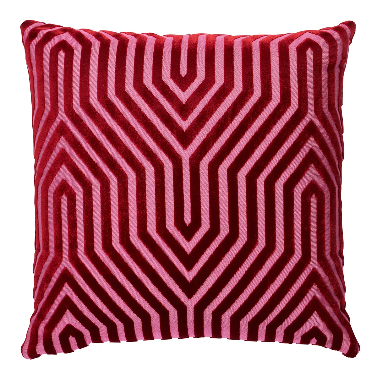Schumacher Vanderbilt Velvet Pillow in Fuchsia (SO8300106)