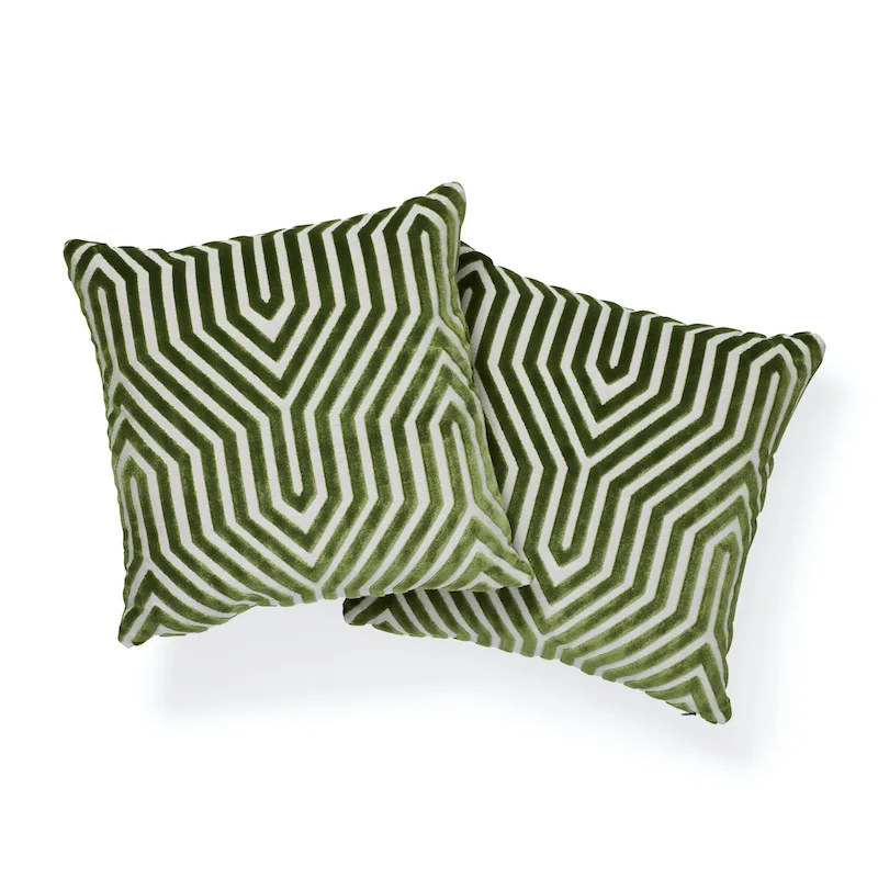 Schumacher Vanderbilt Velvet Pillow in Lettuce