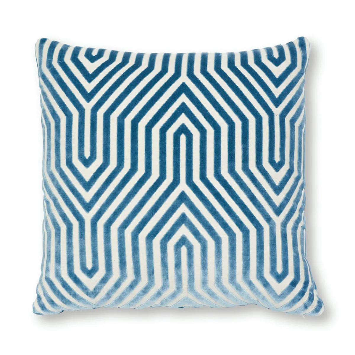 Schumacher Vanderbilt Velvet Pillow in Marine