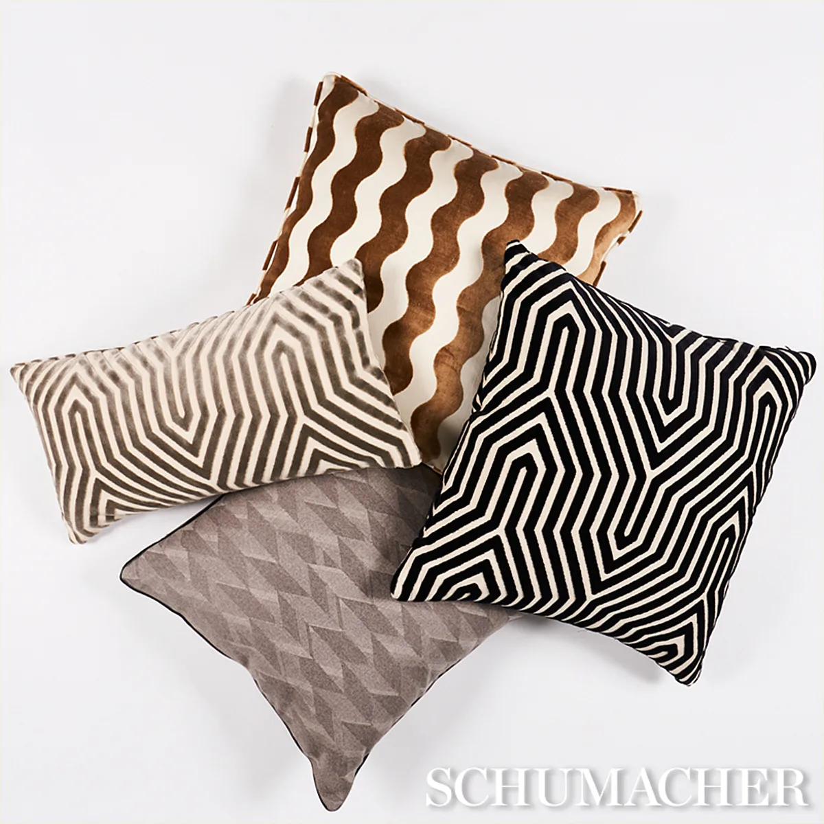Schumacher Vanderbilt Velvet Pillow in Noir