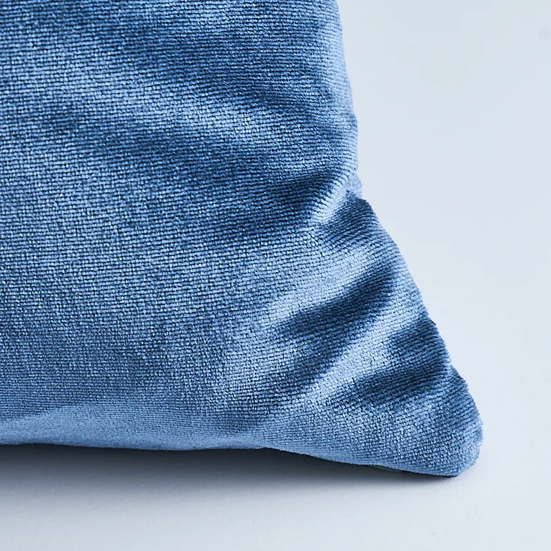 Schumacher Venetian Silk Velvet Pillow in Cadet