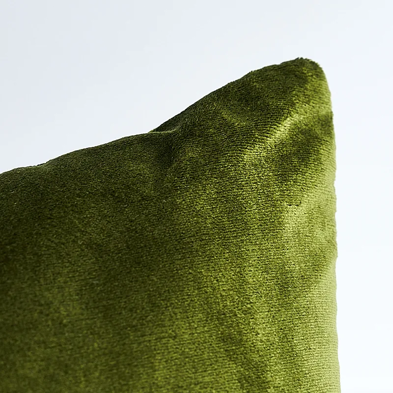 Schumacher Venetian Silk Velvet Pillow in Moss