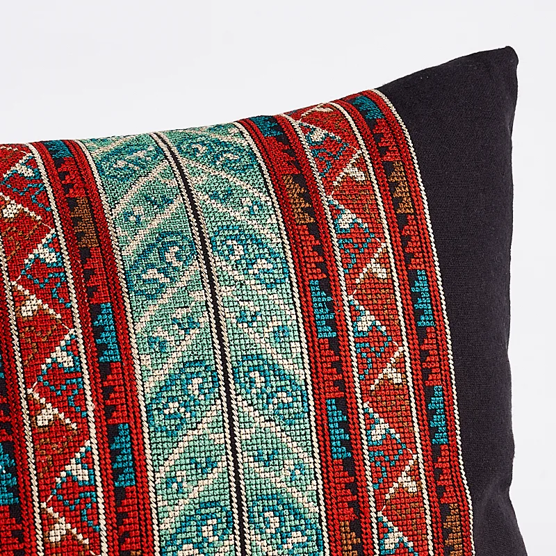 Schumacher Vinka Embroidery Pillow in Red & Black (SO7962118)