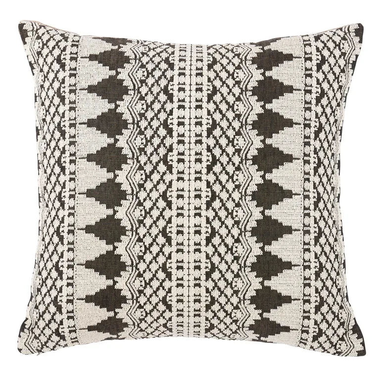 Schumacher Wentworth Embroidery Pillow in Carbon