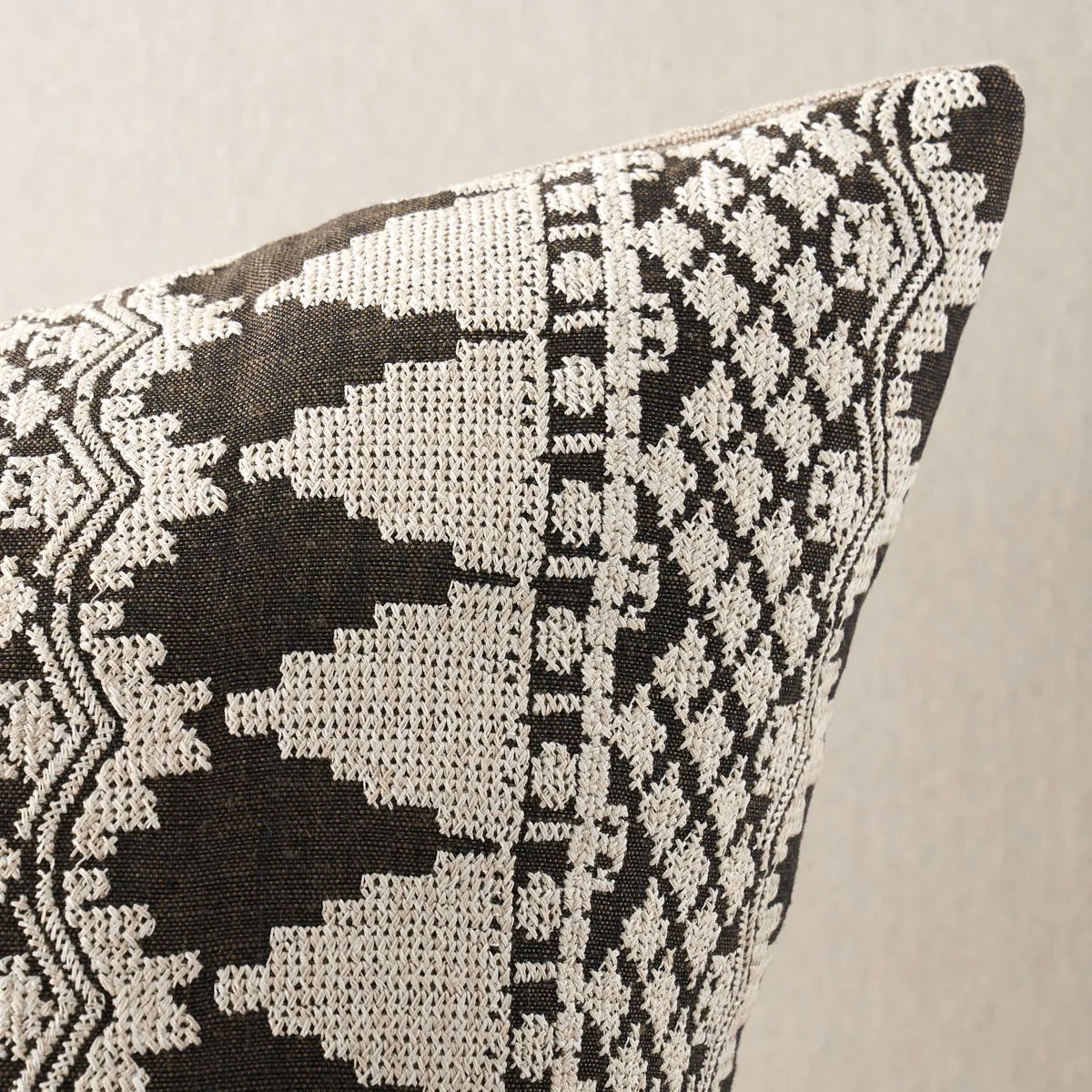 Schumacher Wentworth Embroidery Pillow in Carbon