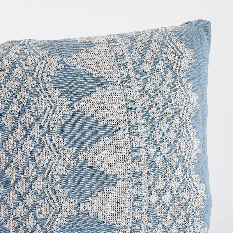 SO7547518 | Wentworth Embroidery Pillow - Chambray Schumacher Wentworth Embroidery Pillow in Chambray (SO7547518)