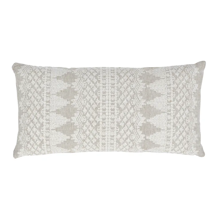 Schumacher Wentworth Embroidery Pillow in Natural (SO7547218)