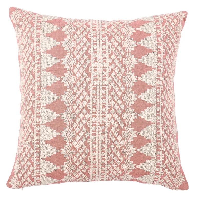 Schumacher Wentworth Embroidery Pillow in Rose