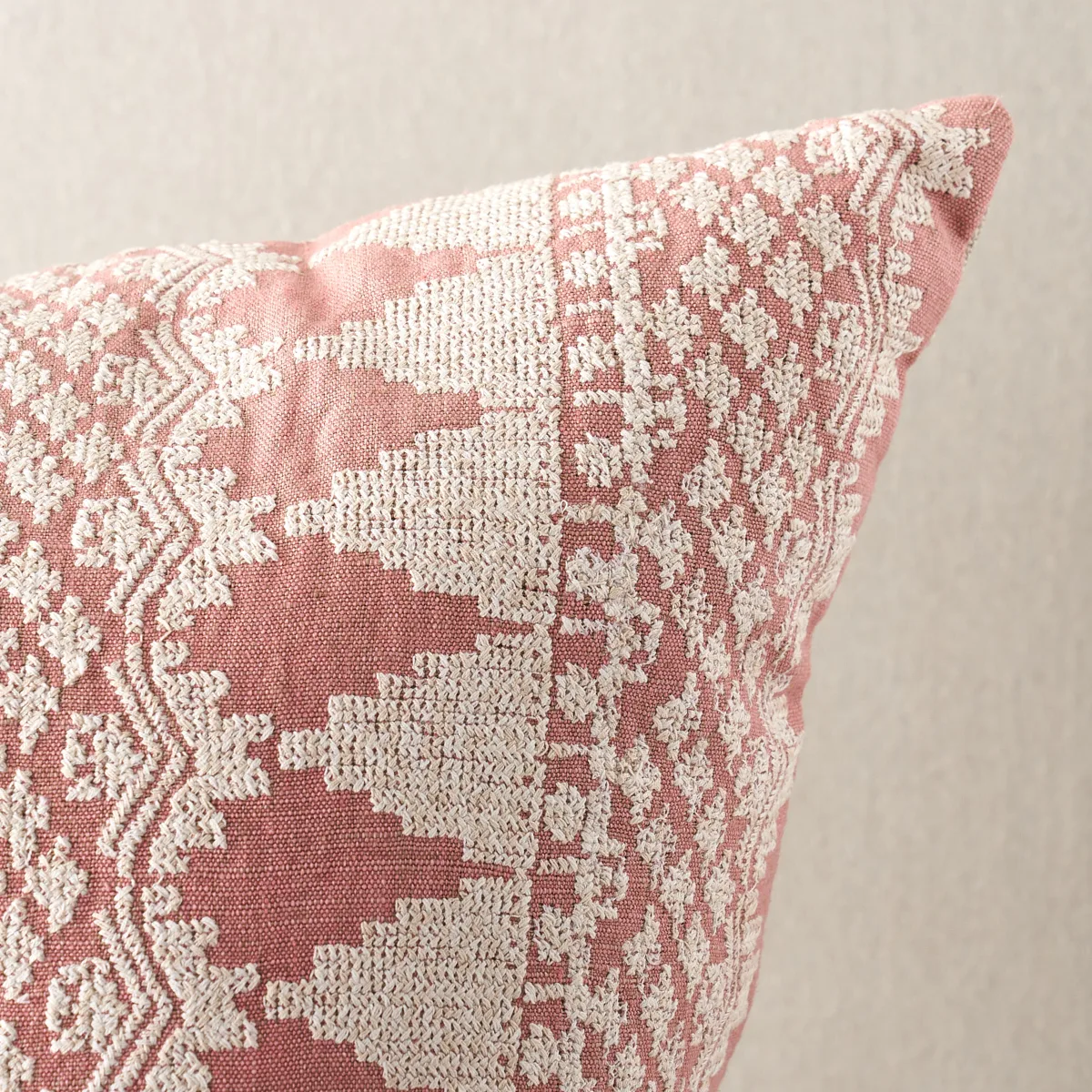 Schumacher Wentworth Embroidery Pillow in Rose