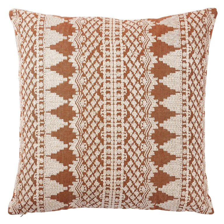 Schumacher Wentworth Embroidery Pillow in Rust
