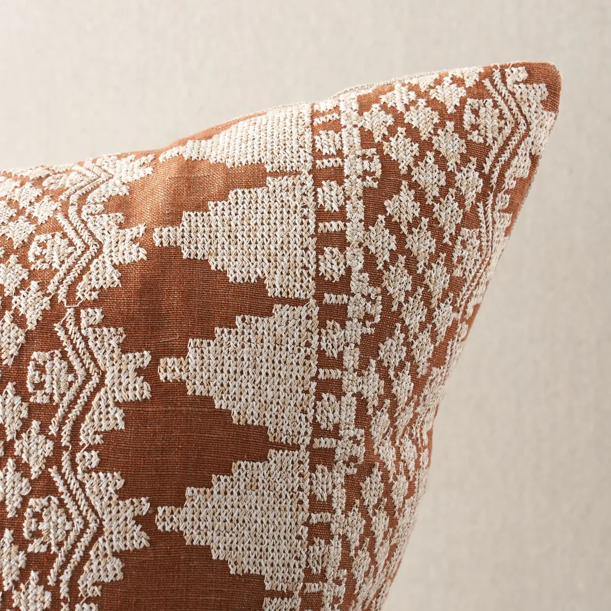 Wentworth Embroidery Pillow - Rust Schumacher Wentworth Embroidery Pillow in Rust