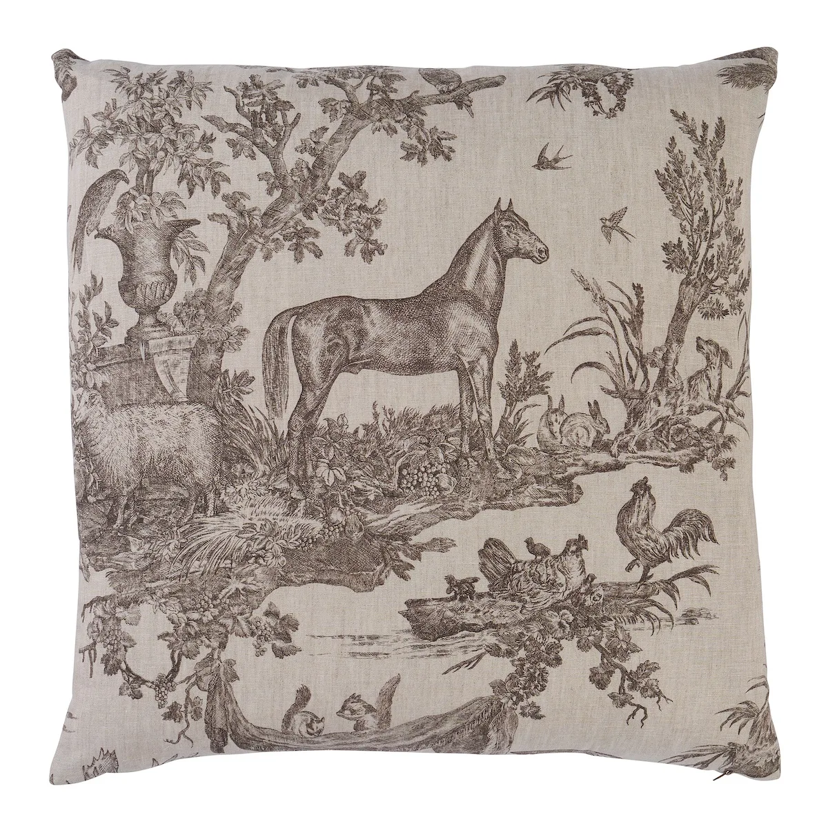 Schumacher Western Toile Pillow in Sepia (SO18227106)