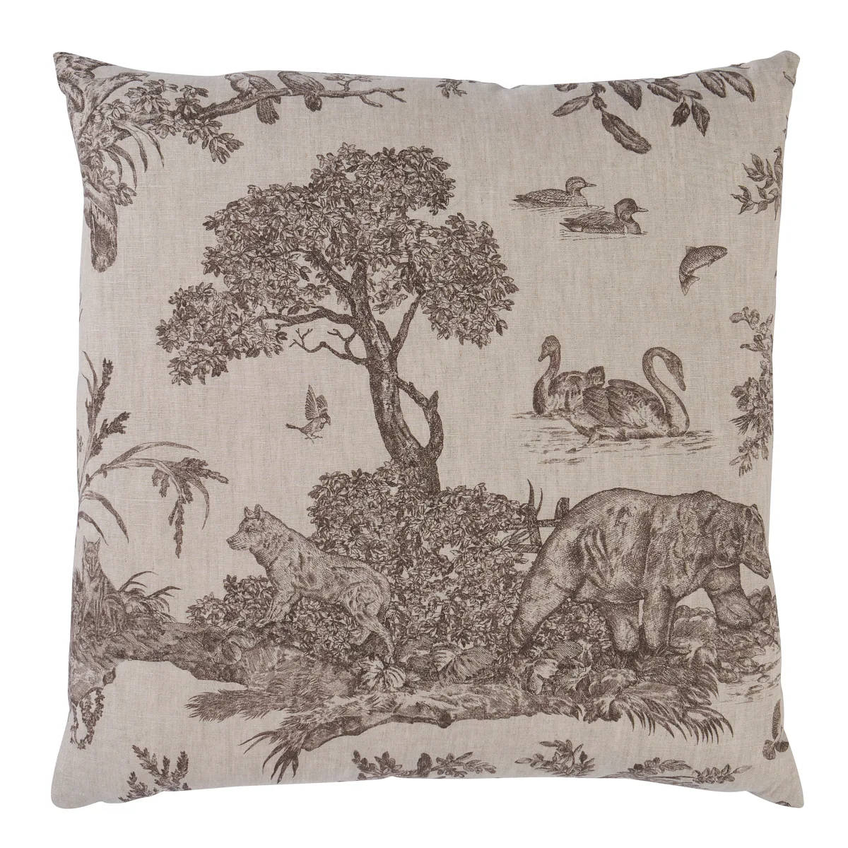 Schumacher Western Toile Pillow in Sepia (SO18227106)