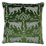 Woodland Leopard Velvet Pillow - Emerald Schumacher Woodland Leopard Velvet Pillow in Emerald