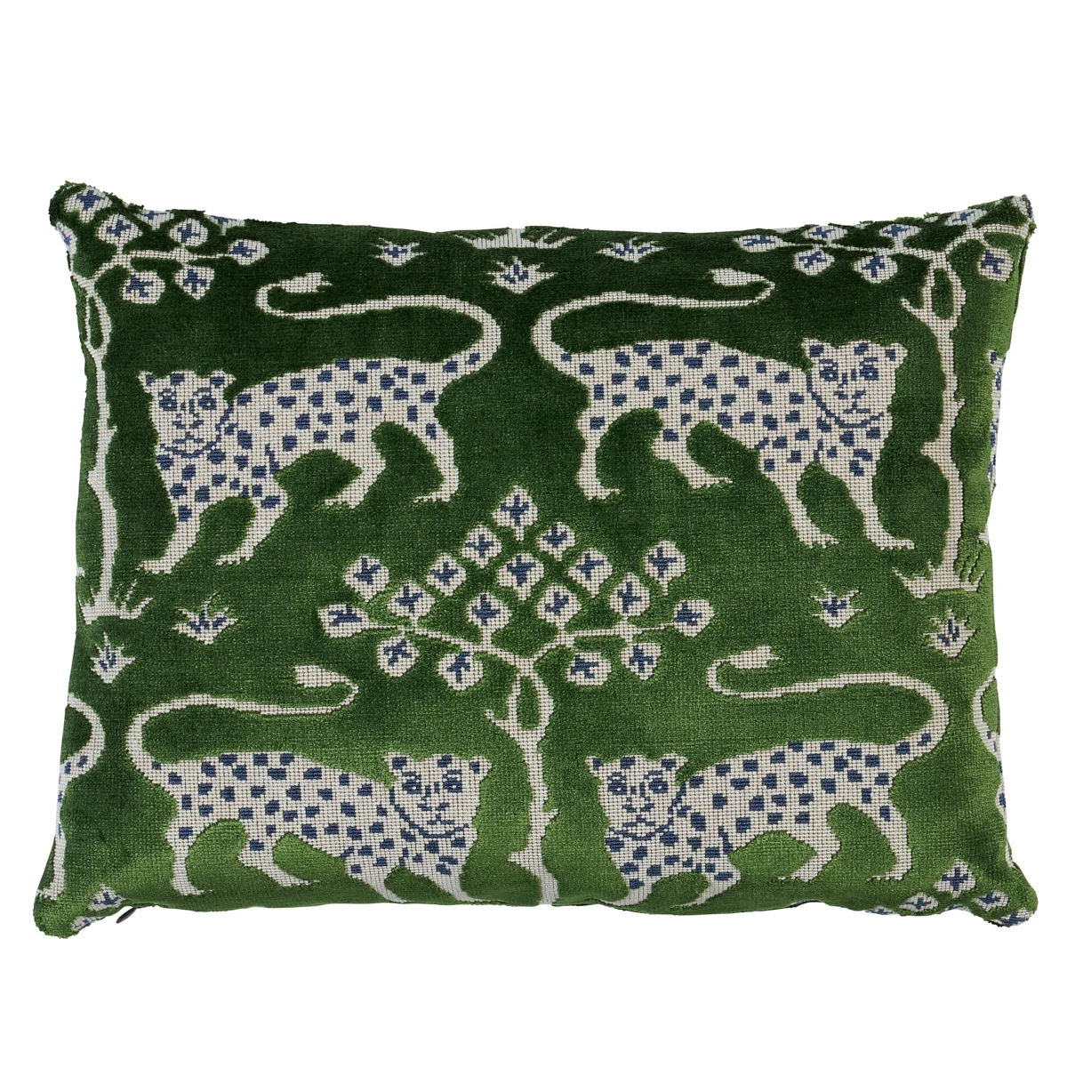 Schumacher Woodland Leopard Velvet Pillow in Emerald (SO8008412)