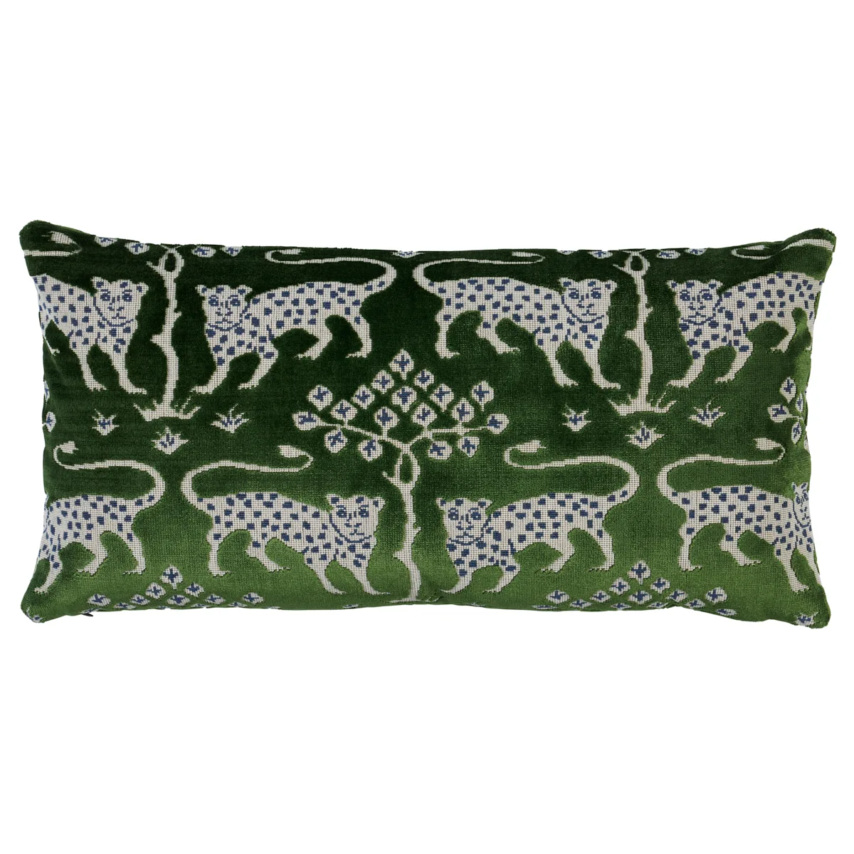 Schumacher Woodland Leopard Velvet Pillow in Emerald (SO8008418)