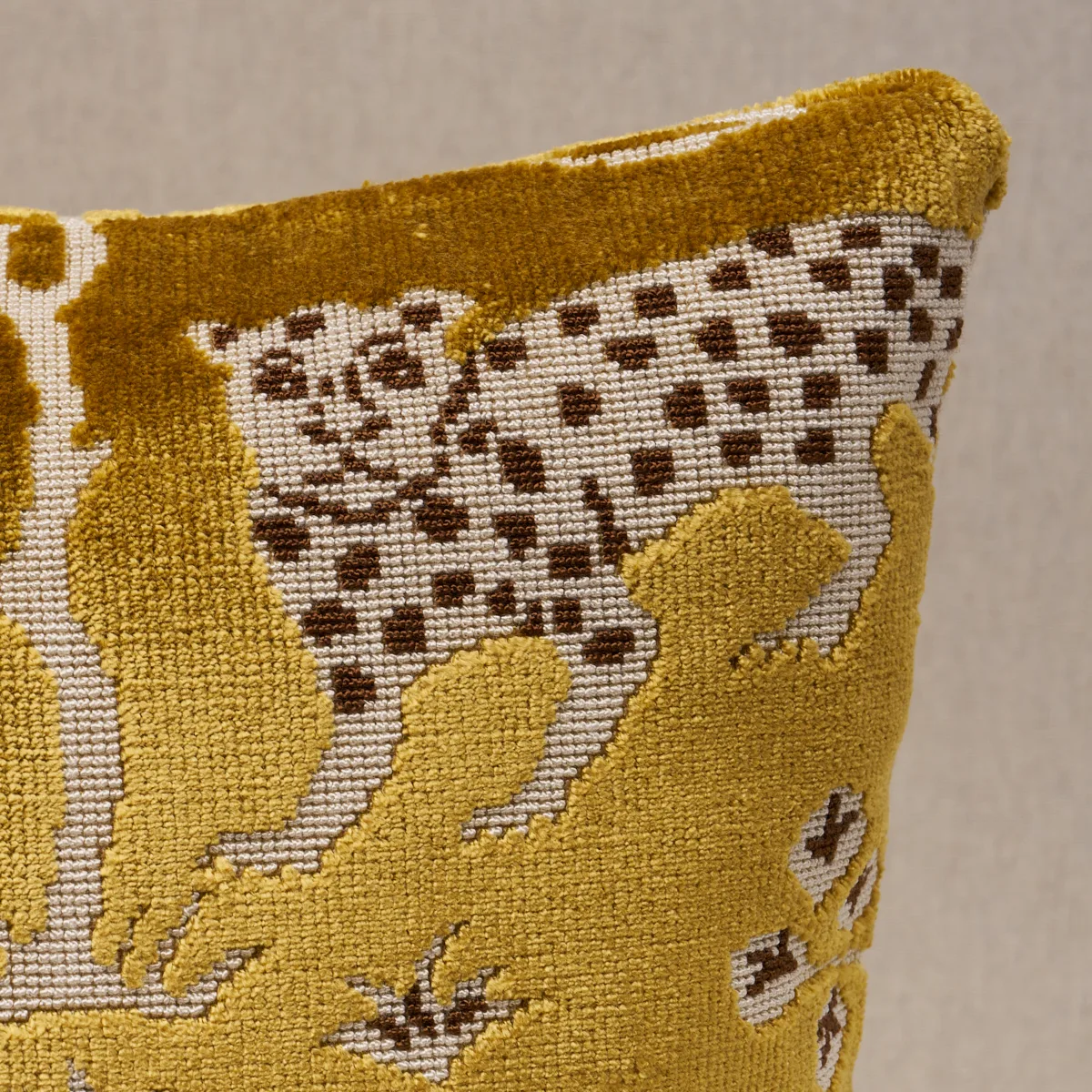 Schumacher Woodland Leopard Velvet Pillow in Gold (SO8008118)