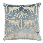 Woodland Leopard Velvet Pillow - Mineral Schumacher Woodland Leopard Velvet Pillow in Mineral