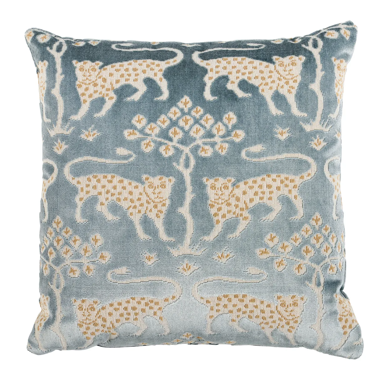 Schumacher Woodland Leopard Velvet Pillow in Mineral (SO8008004)