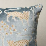 Woodland Leopard Velvet Pillow - Mineral Schumacher Woodland Leopard Velvet Pillow in Mineral