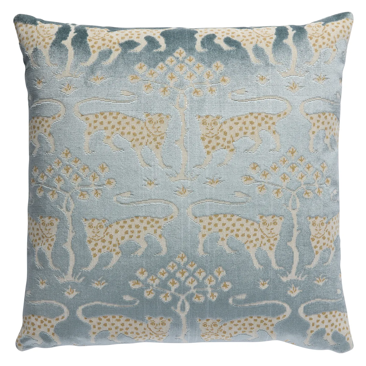 Schumacher Woodland Leopard Velvet Pillow in Mineral (SO8008005)