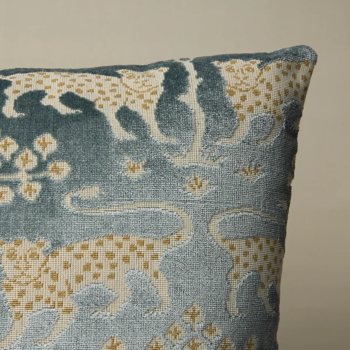 Schumacher Woodland Leopard Velvet Pillow in Mineral (SO8008006)