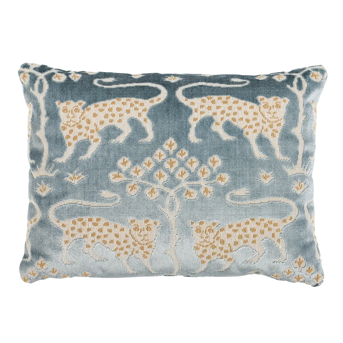 Schumacher Woodland Leopard Velvet Pillow in Mineral (SO8008012)