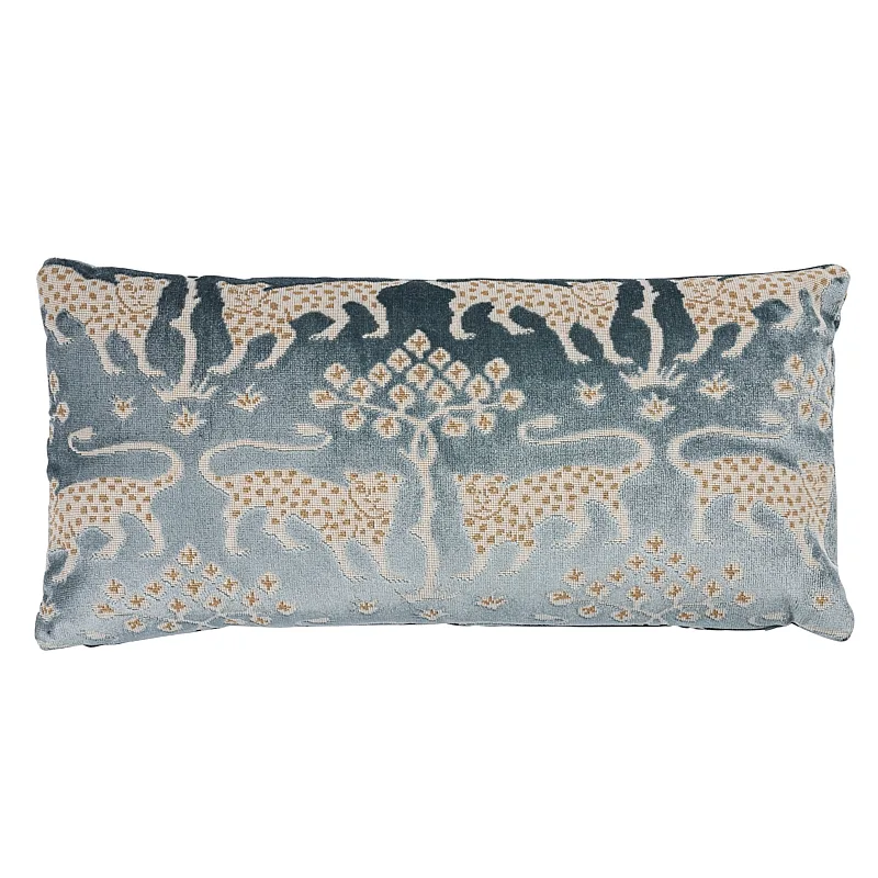 Schumacher Woodland Leopard Velvet Pillow in Mineral (SO8008018)