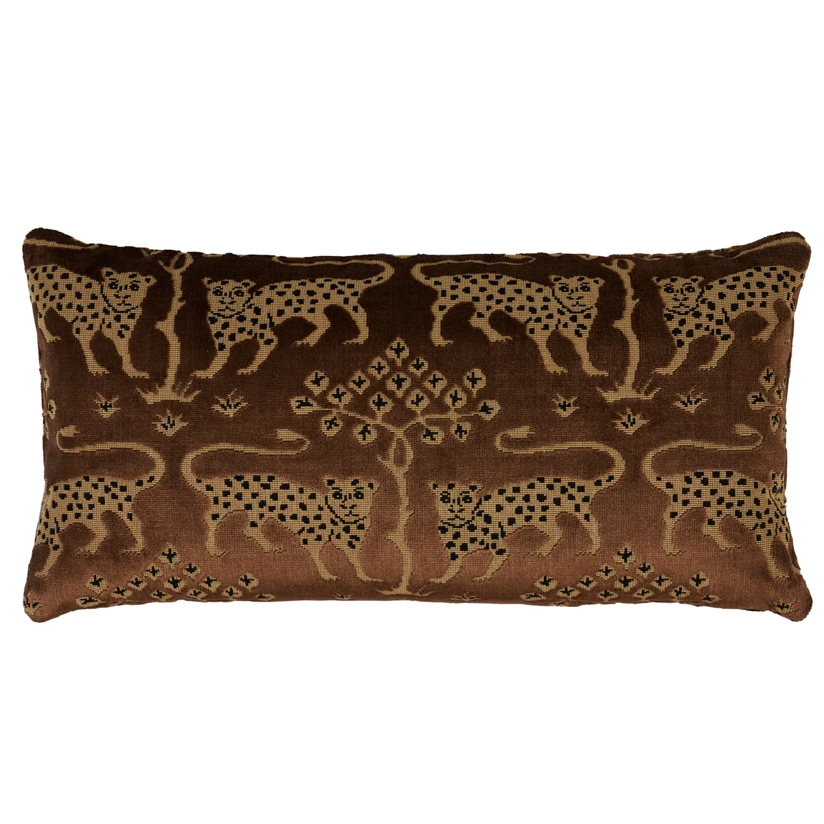 Schumacher Woodland Leopard Velvet Pillow in Sepia (SO8008318)