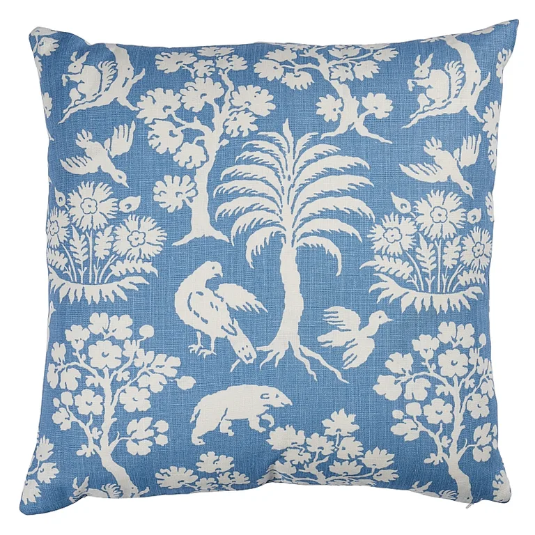 Schumacher Woodland Silhouette Pillow in Blue (SO17617605)