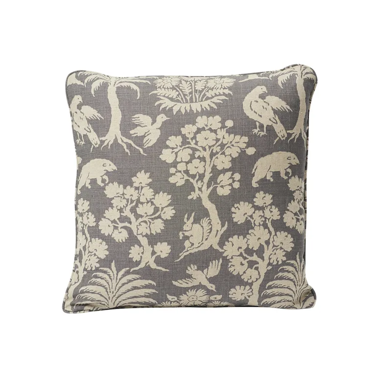 Schumacher Woodland Silhouette Pillow in Steel (SO17617504)