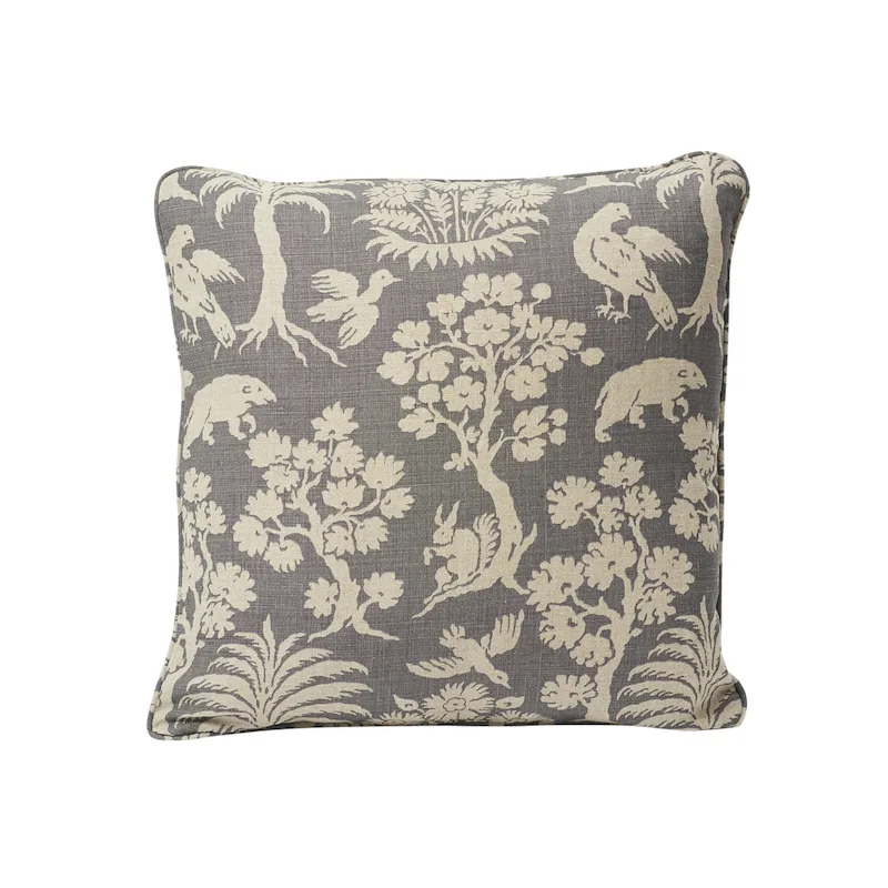 Schumacher Woodland Silhouette Pillow in Steel (SO17617504)
