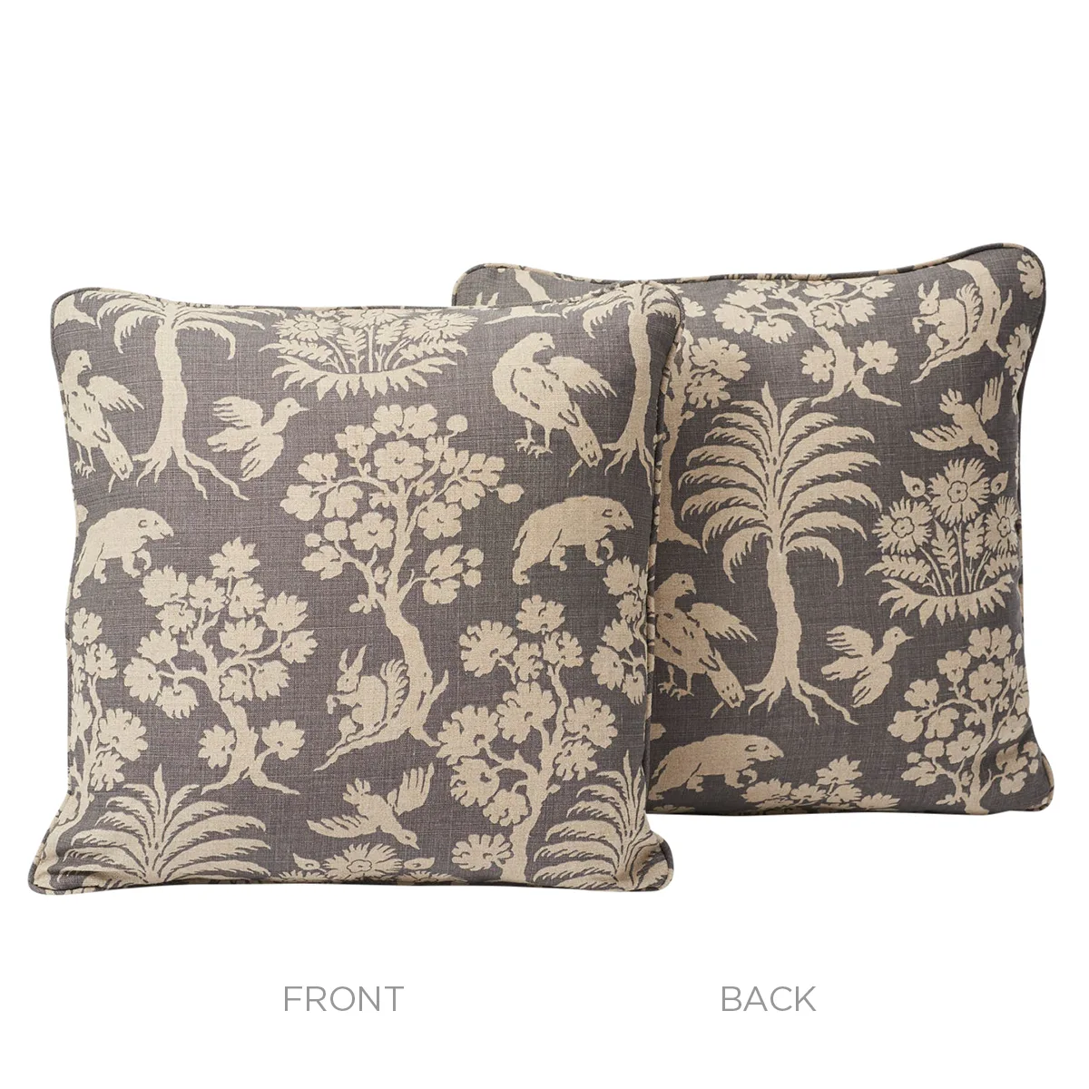 Schumacher Woodland Silhouette Pillow in Steel (SO17617504)