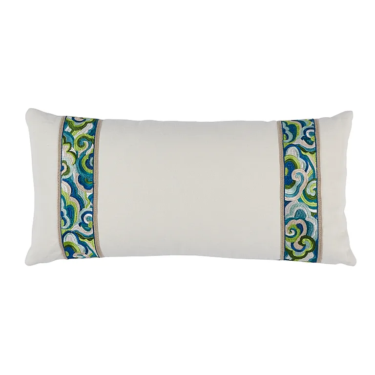 Schumacher Woodstock Pillow in Peacock (SO7622118)