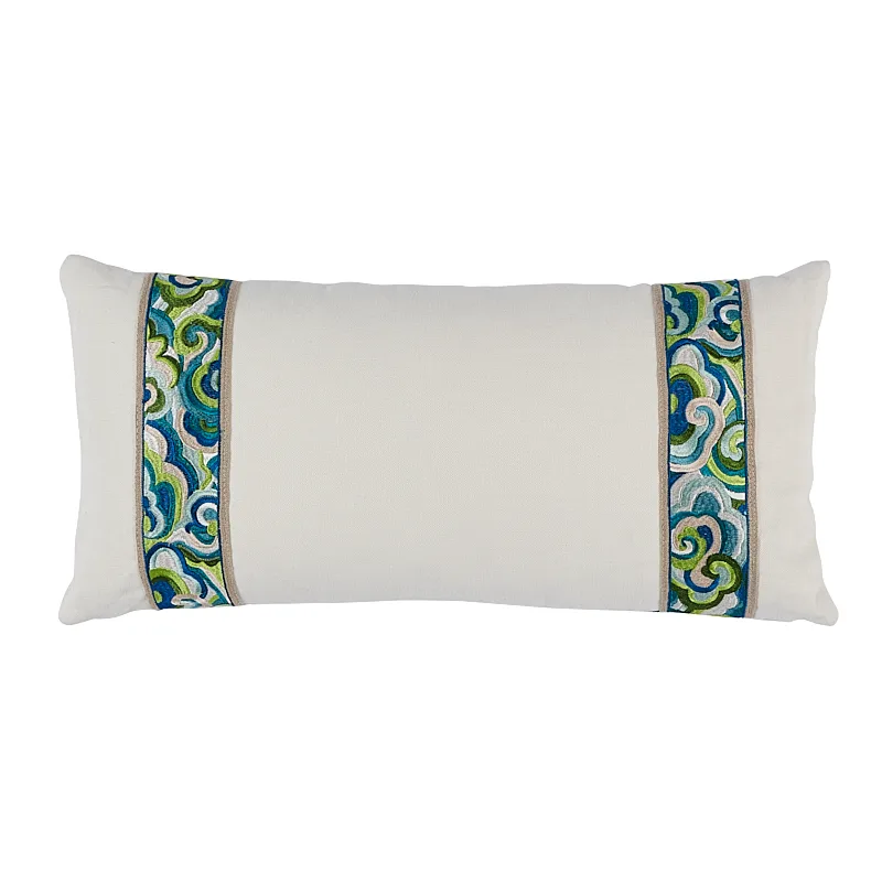 Schumacher Woodstock Pillow in Peacock (SO7622118)