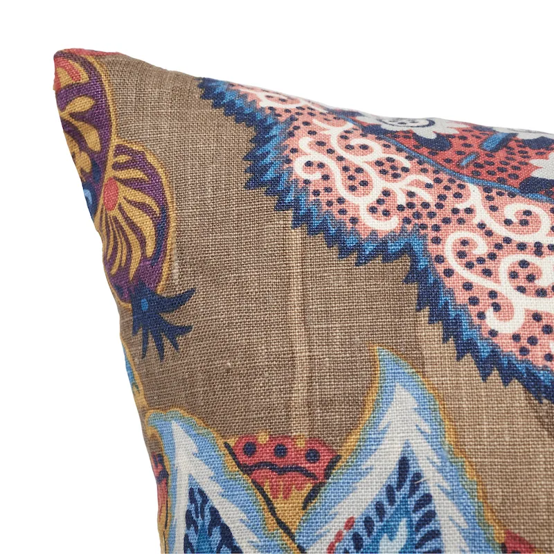 Schumacher Zanzibar Linen Print Pillow in Cerulean (SO17352004)