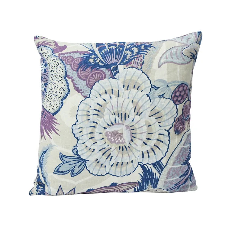 Schumacher Zanzibar Linen Print Pillow in Hyacinth (SO17352304)