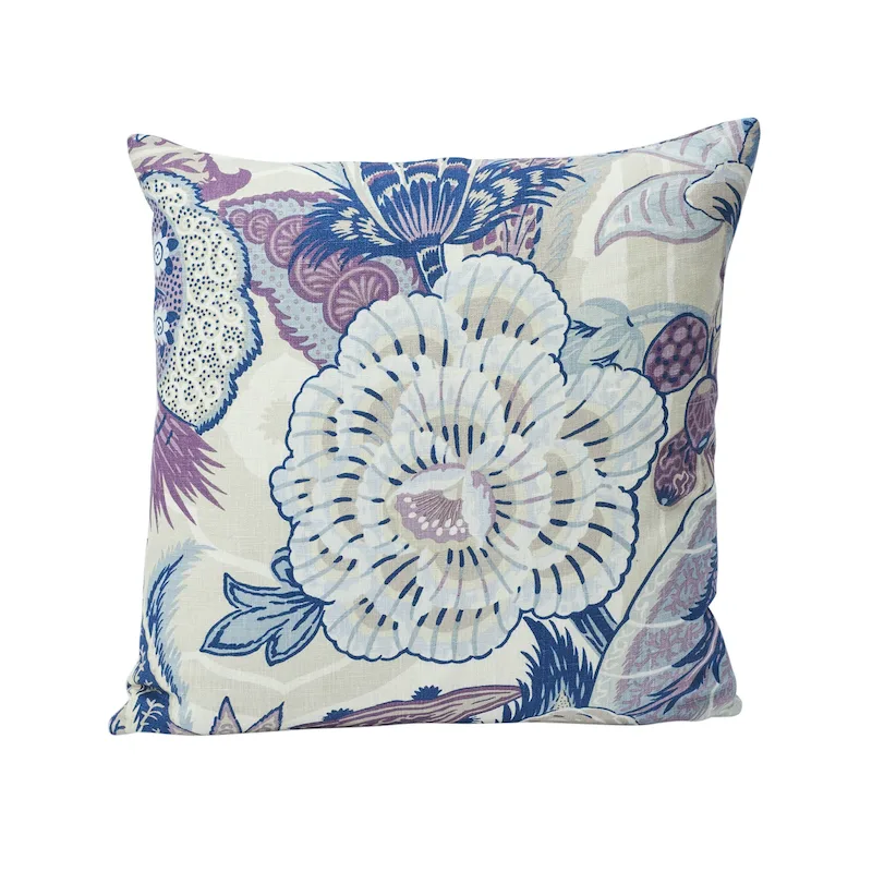Schumacher Zanzibar Linen Print Pillow in Hyacinth (SO17352304)
